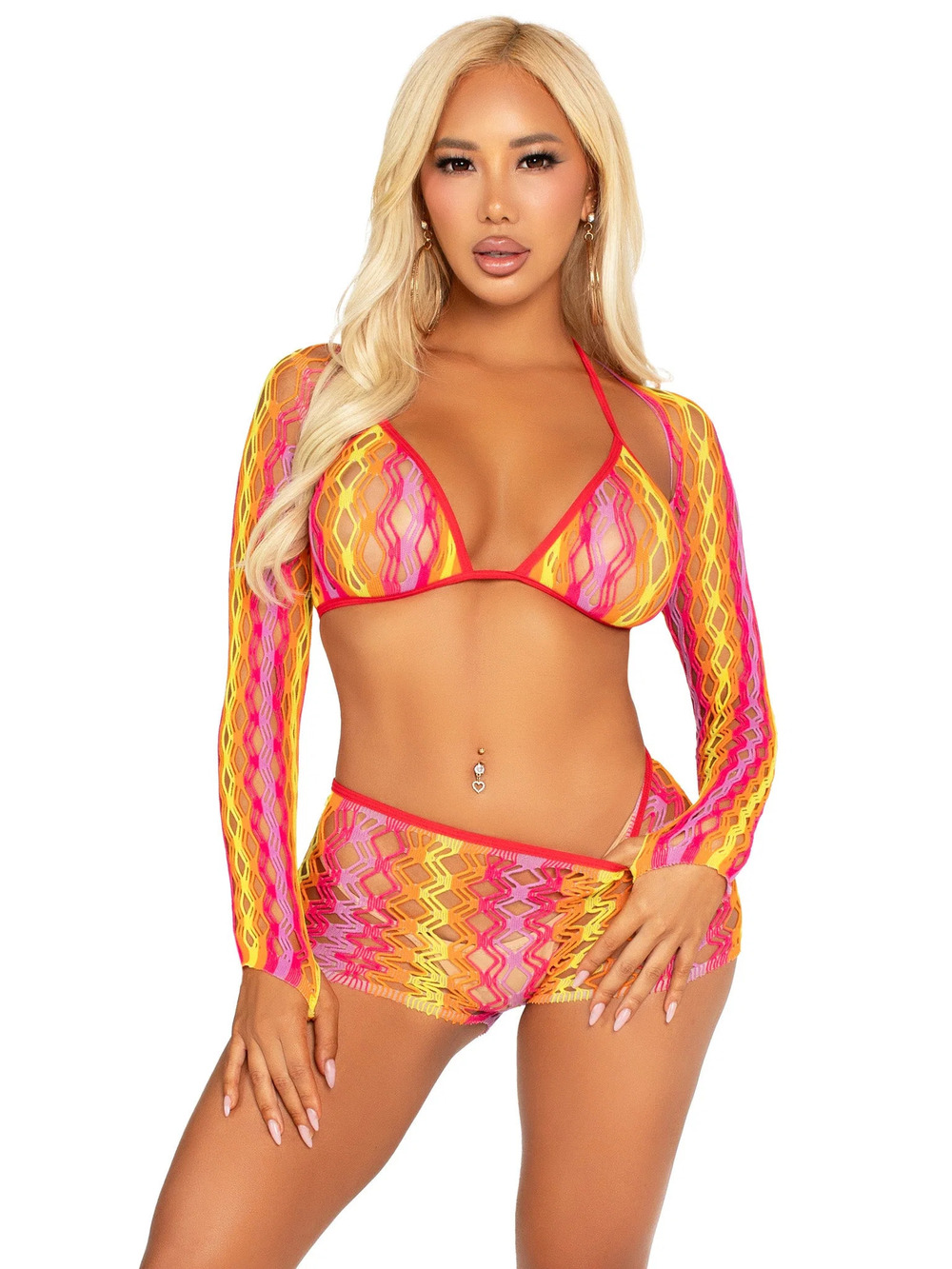 leg Avenue - Summer Vibe Bra and Boyshorts Set - MULTICOLOR